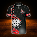 Custom Flaming Ball Pickleball Polo Shirt For Men, Custom Flame Pickleball Team Shirt