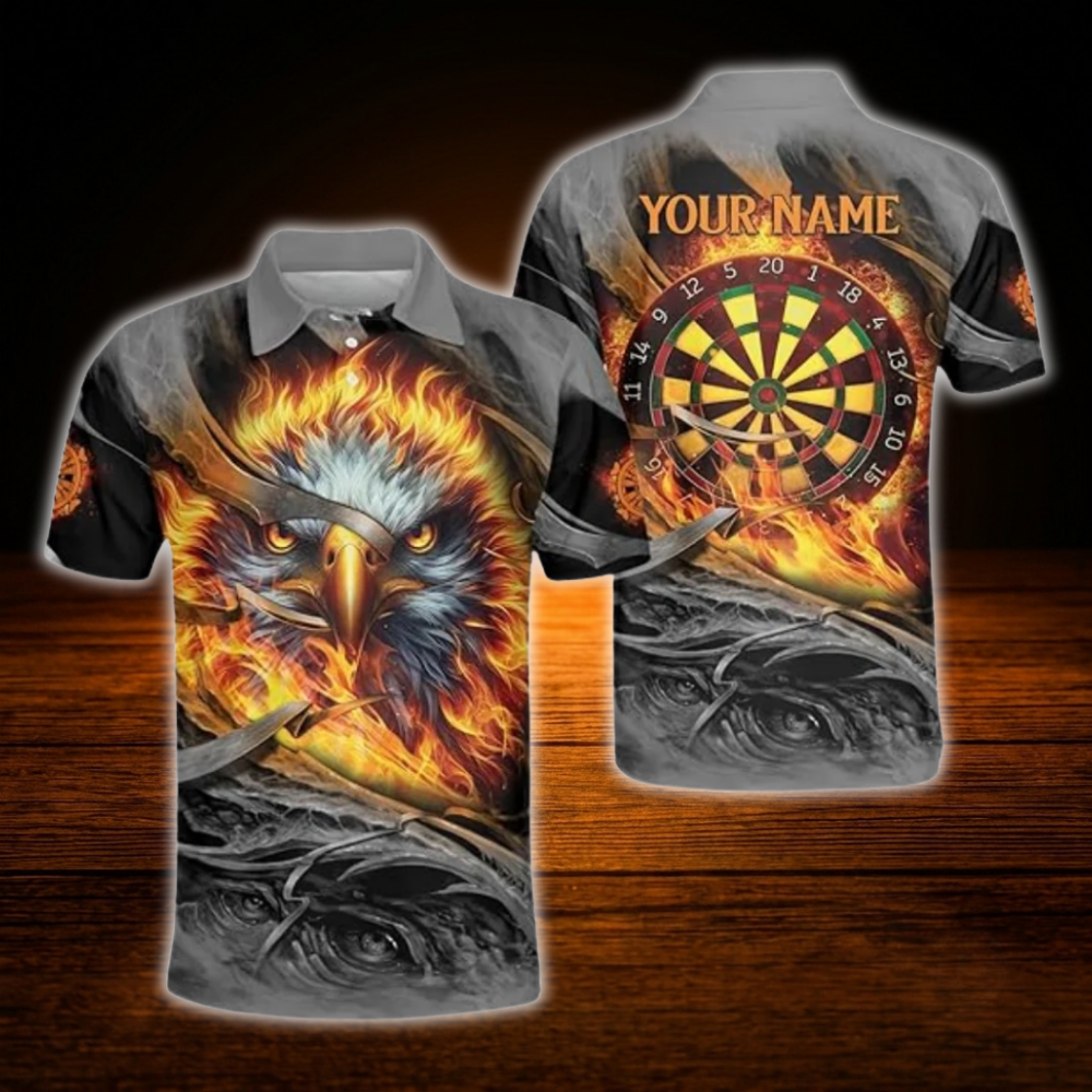 Custom Eagle Fire Darts Polo Shirt Men, Custom Eagle Dart Shirt