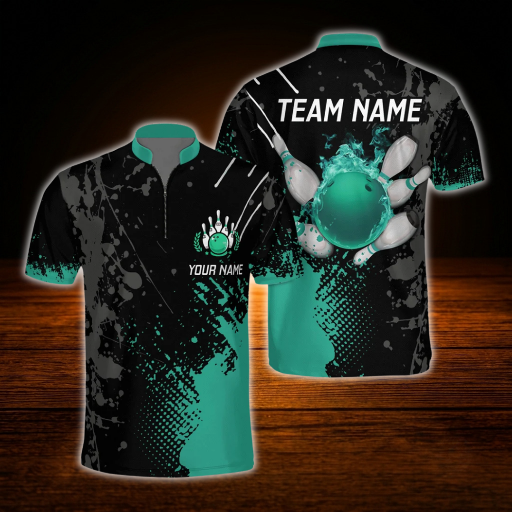 Custom Flame Purple Black Bowling Jersey For Men, Custom Flame Bowling Team Shirt