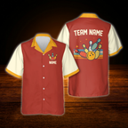 Custom Retro Bowling Hawaiian Shirt Blue, Custom Retro Bowling Shirt For Team