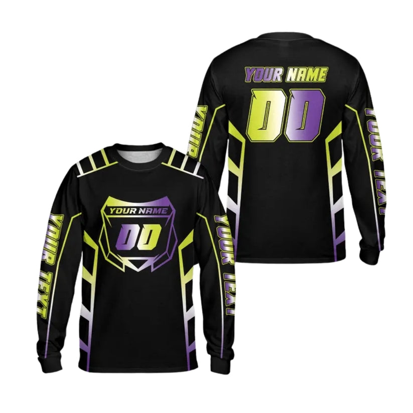 Custom Neon Gradient Dirt Bike Long Sleeve Jersey For Men, Custom Neon Dirt Bike Shirts ME0024