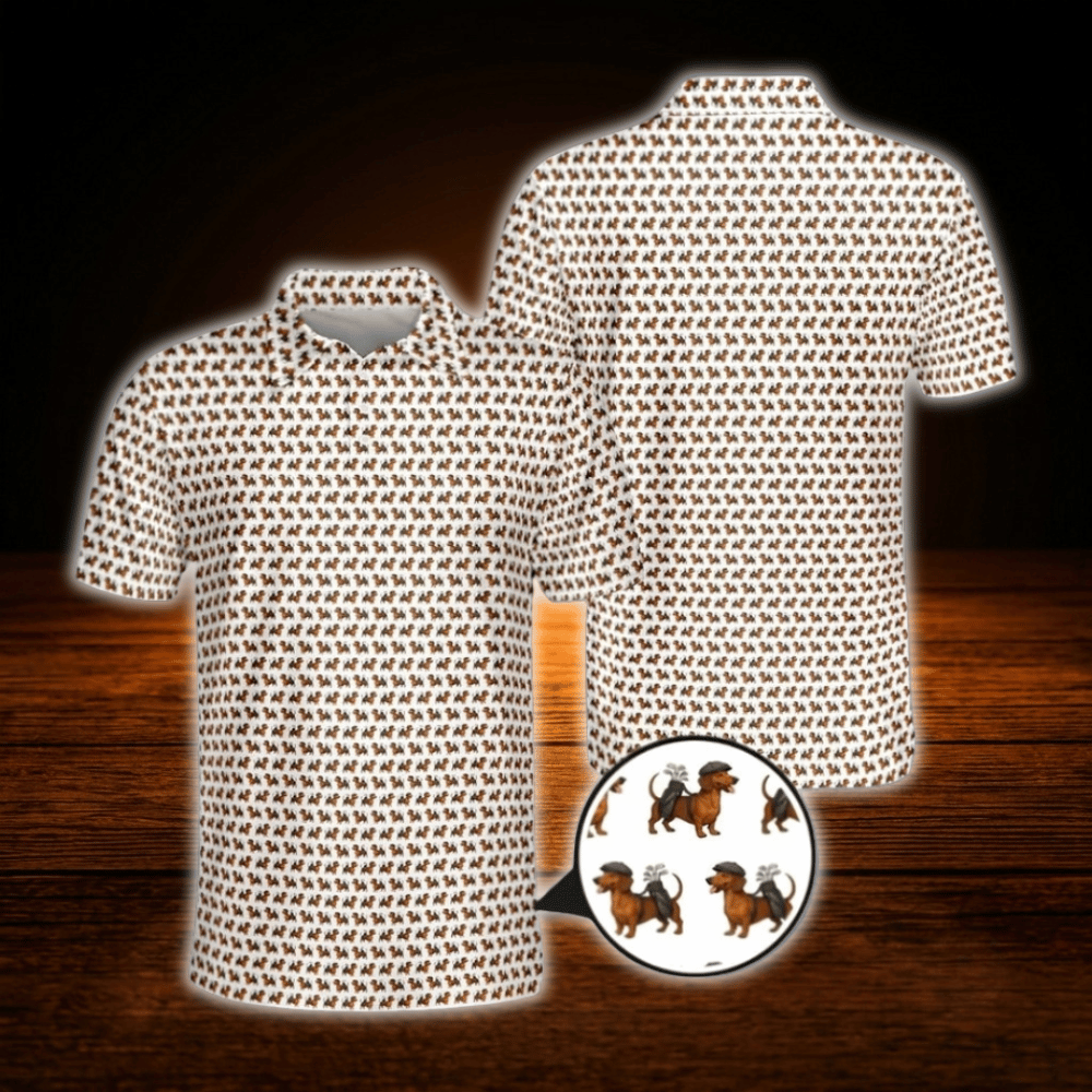 Dachshund Golf Polo Shirts For Men, Dog Golf Shirts
