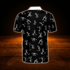 Black Stickfigures Mens Golf Polo Shirts, Funny Golf Shirts