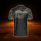 Men's Custom Tribal Black Beige Dart Polo Shirt, Custom Tribal Dart Team Shirt
