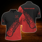 Custom Flame Red Bowling Jersey Shirts For Men, Custom Flame Bowling Team Shirts