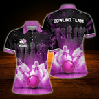 Custom Pink Team Bowling Polo Shirts For Women, Custom Team Women Bowling Shirts