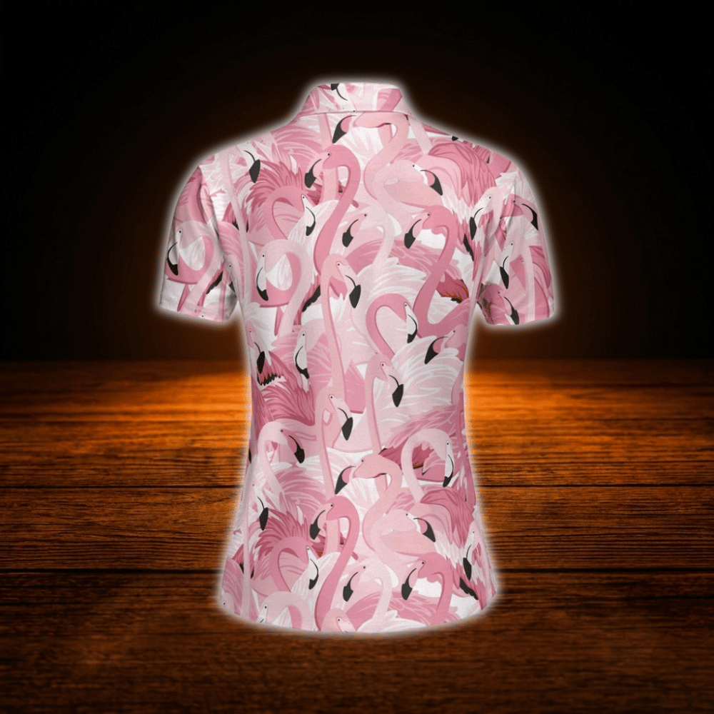 Pink Flamingo Women's Golf Polo Shirt, Flamingo Golf Shirt For Women