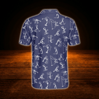 Stickfigures Mens Navy Blue Golf Polo Shirt, Funny Golf Shirt