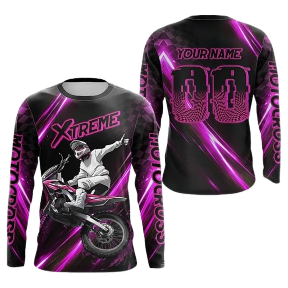 Custom Motocross Racing Neon Green  Long Sleeve Jersey Mens, Custom Dirt Bike Jerseys MZ0086