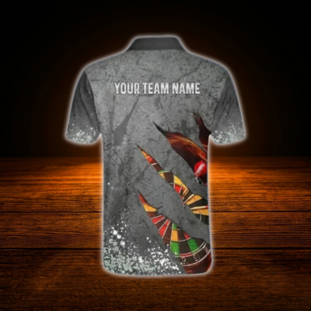 Custom Team Grey Darts Polo Shirt For Men, Custom Dart Shirt