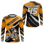 Custom Black Orange Motocross Long Sleeve Jersey For Men, Custom Dirt Bike Shirts MZ0087