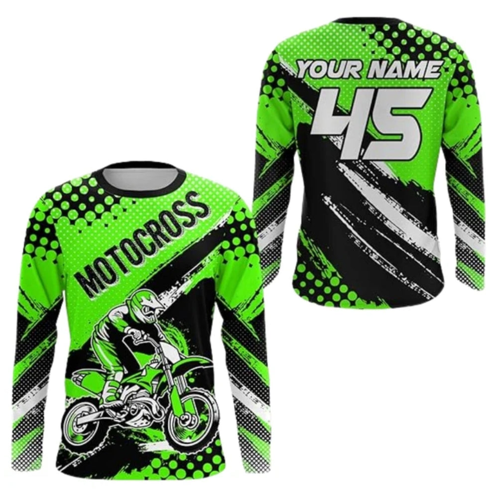 Custom Black Orange Motocross Long Sleeve Jersey For Men, Custom Dirt Bike Shirts MZ0087