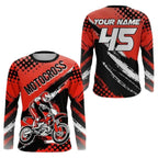 Custom Black Orange Motocross Long Sleeve Jersey For Men, Custom Dirt Bike Shirts MZ0087