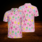 Pickleball Pattern Men's Polo Shirt, Pickleball Player Shirts