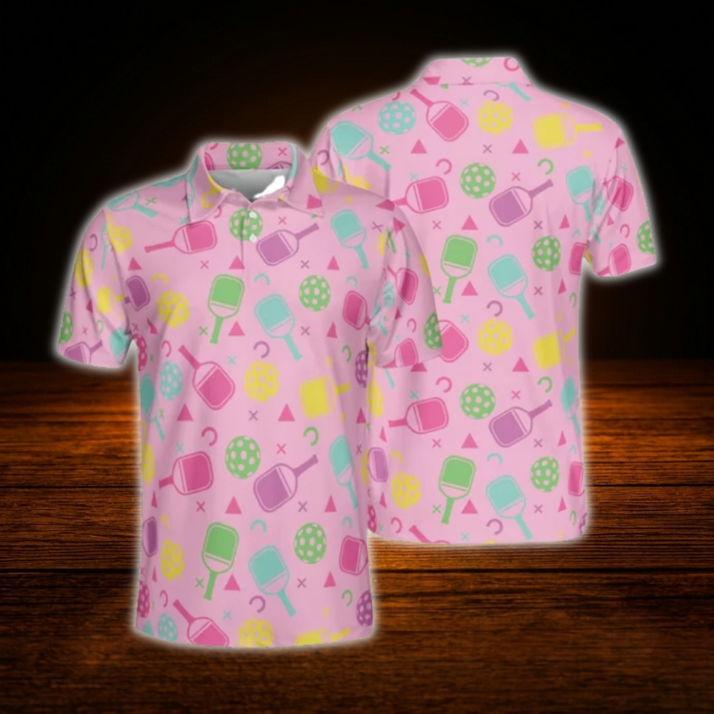 Pickleball Pattern Men's Polo Shirt, Pickleball Player Shirts