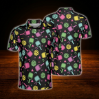 Pickleball Pattern Men's Polo Shirt, Pickleball Player Shirts