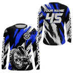 Custom Black Red Motocross Long Sleeve Men Jersey, Custom Racing Dirt Bike Shirts MZ0088