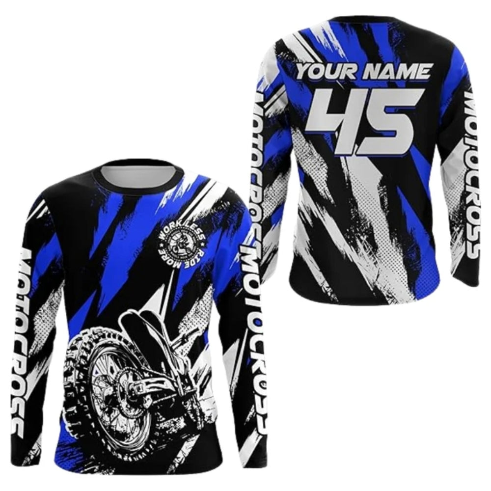 Custom Black Red Motocross Long Sleeve Men Jersey, Custom Racing Dirt Bike Shirts MZ0088