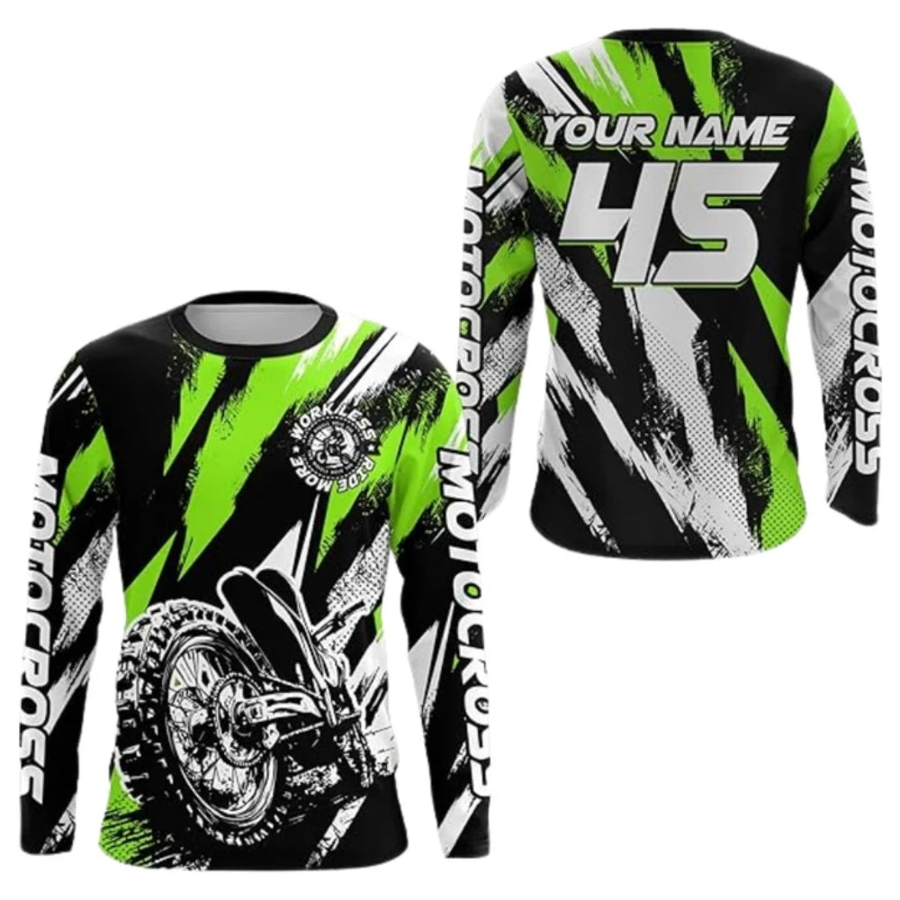 Custom Black Red Motocross Long Sleeve Men Jersey, Custom Racing Dirt Bike Shirts MZ0088