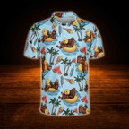 Funny Bigfoot Tropical Golf Polo Shirts For Men, Bigfoot Golf Shirts
