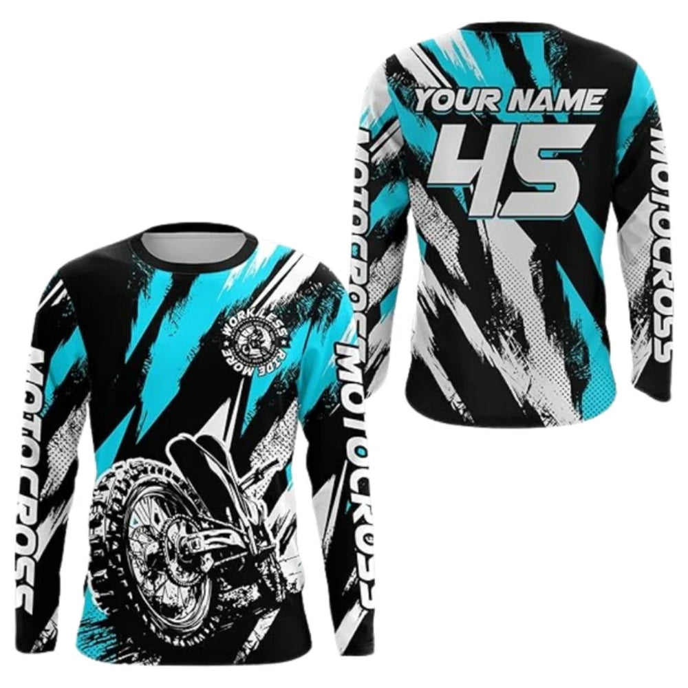 Custom Black Red Motocross Long Sleeve Men Jersey, Custom Racing Dirt Bike Shirts MZ0088