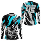 Custom Black Red Motocross Long Sleeve Men Jersey, Custom Racing Dirt Bike Shirts MZ0088