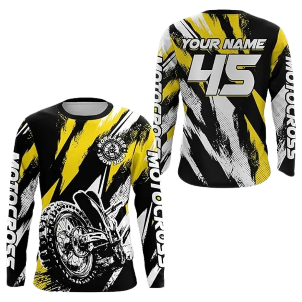 Custom Black Red Motocross Long Sleeve Men Jersey, Custom Racing Dirt Bike Shirts MZ0088
