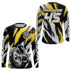 Custom Black Red Motocross Long Sleeve Men Jersey, Custom Racing Dirt Bike Shirts MZ0088