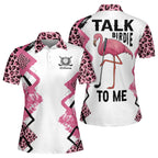 Custom Talk Birdie To Me Golf Polo Shirts Womens, Custom Funny Flamingo Golf Shirt For Women GZ0007