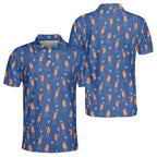 Men's Funny Hot Dog Blue Golf Polos Shirt, Hot Dog Golf Shirts GE0098