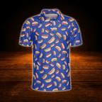 Blue Hot Dog Golf Polo Shirts For Men, Hot Dog Golf Shirts
