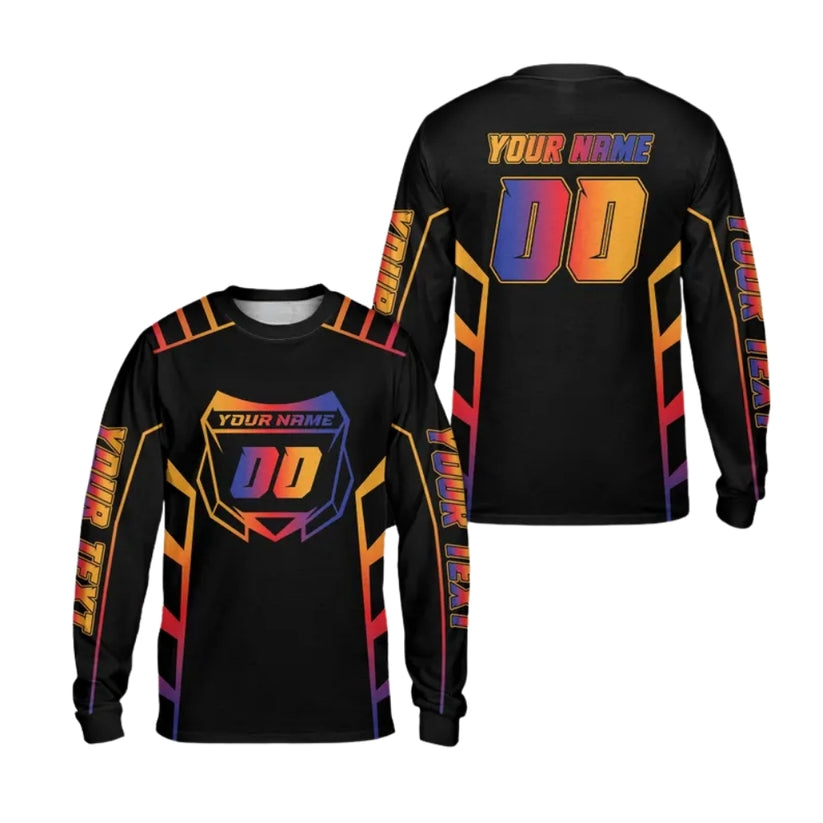 Custom Neon Gradient Dirt Bike Long Sleeve Jersey For Men, Custom Neon Dirt Bike Shirts ME0024