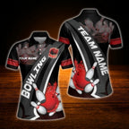 Custom Flaming Ball Bowling Polo Shirt For Ladies, Custom Flame Bowling Team Shirt For Women