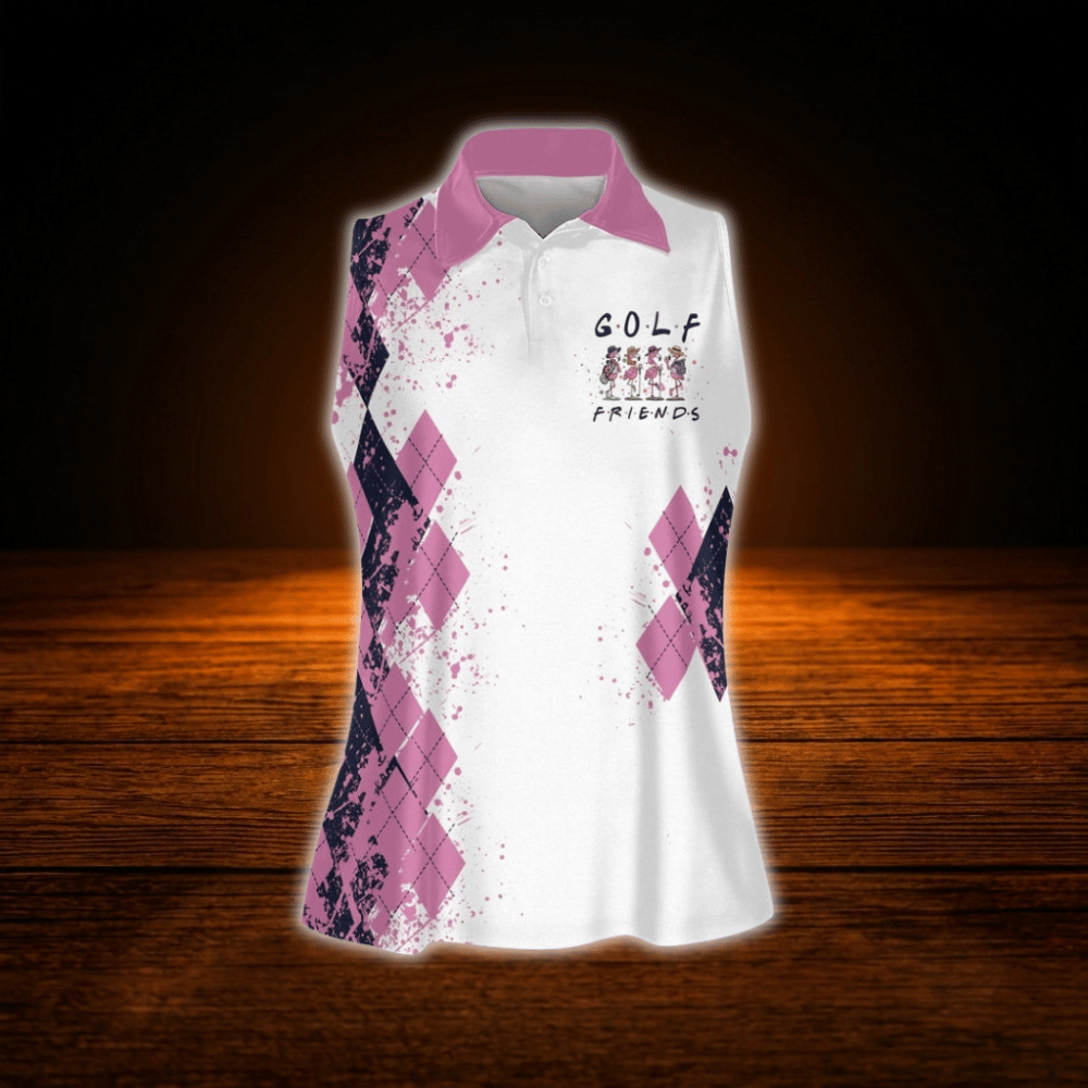 Golf Friend Flamingo Ladies Sleeveless Golf Shirt, Flamingo Team Golf Shirts For Women