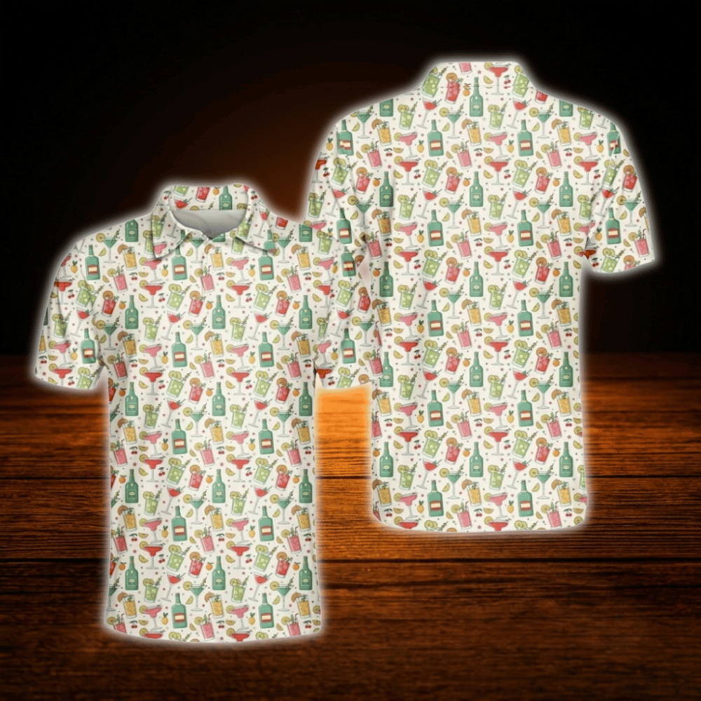 Margarita Cocktail Golf Polo Shirts For Men, Cocktail Golf Shirts