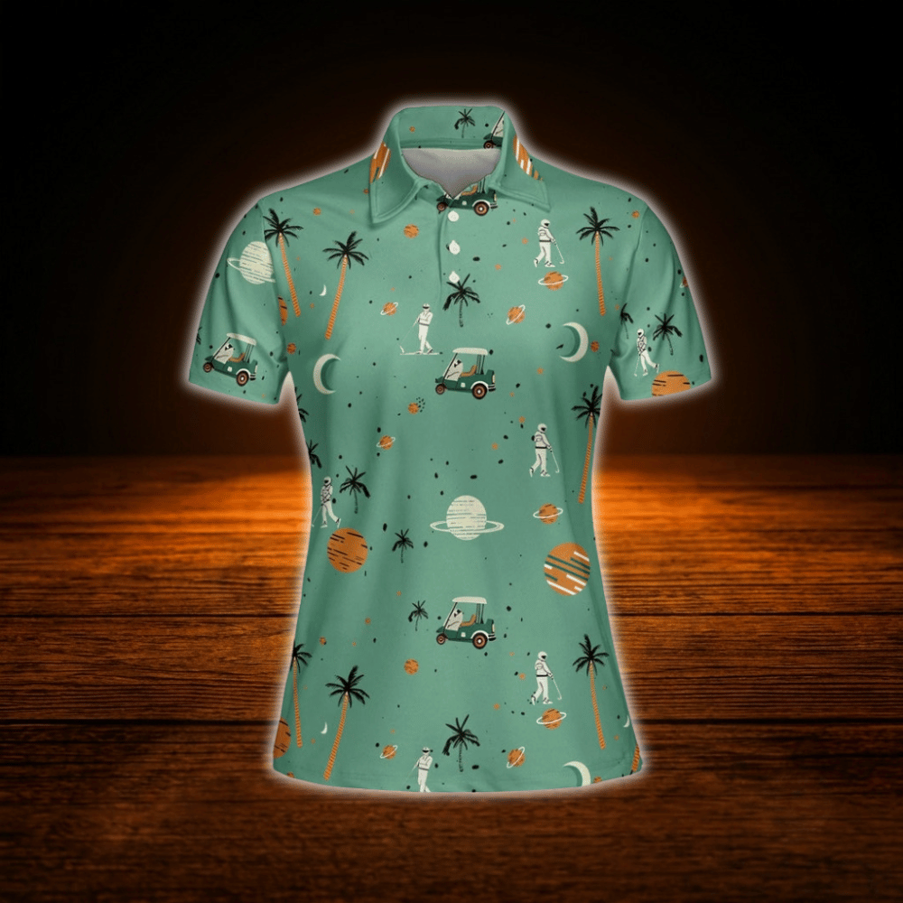 Astronaut Golf Polo Shirt For Women, Space Ladies Golf Shirt