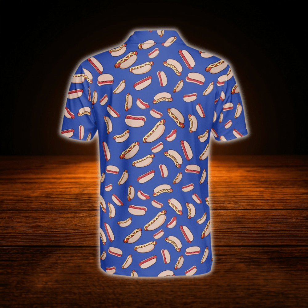Blue Hot Dog Golf Polo Shirts For Men, Hot Dog Golf Shirts