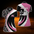 Custom Team Black Pink Bowling Women Jersey, Custom Bowling Shirt Ladies