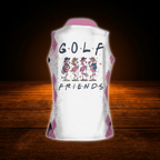 Golf Friend Flamingo Ladies Sleeveless Golf Shirt, Flamingo Team Golf Shirts For Women