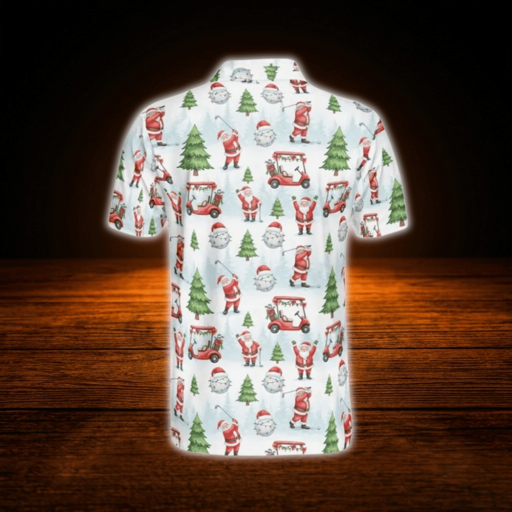 Funny Santa Christmas Men's Polo Golf Shirt, Christmas Golf Shirt