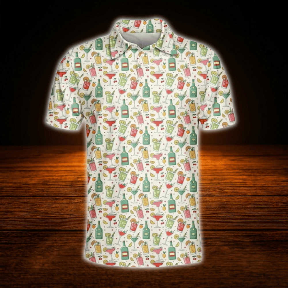 Margarita Cocktail Golf Polo Shirts For Men, Cocktail Golf Shirts