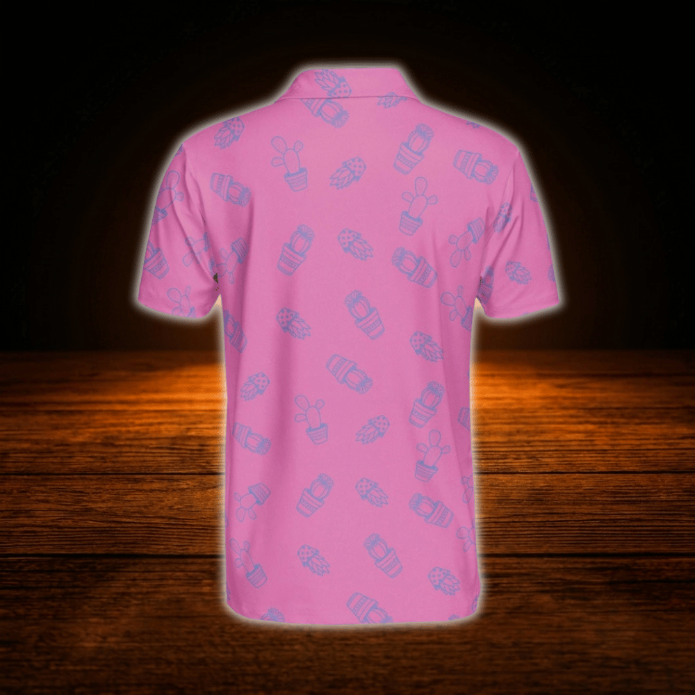 Cactus Pink Golf Polo Shirt For Men, Cactus Golf Shirt