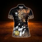 Custom Leopard Women Polo Bowling Shirts, Custom Leopard Bowling Team Shirts For Women