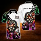 Funny Dartboard Custom Mens Colorful Dart Polo Shirt, Custom Funny Dart Team Shirt