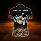 Custom Leopard Women Polo Bowling Shirts, Custom Leopard Bowling Team Shirts For Women