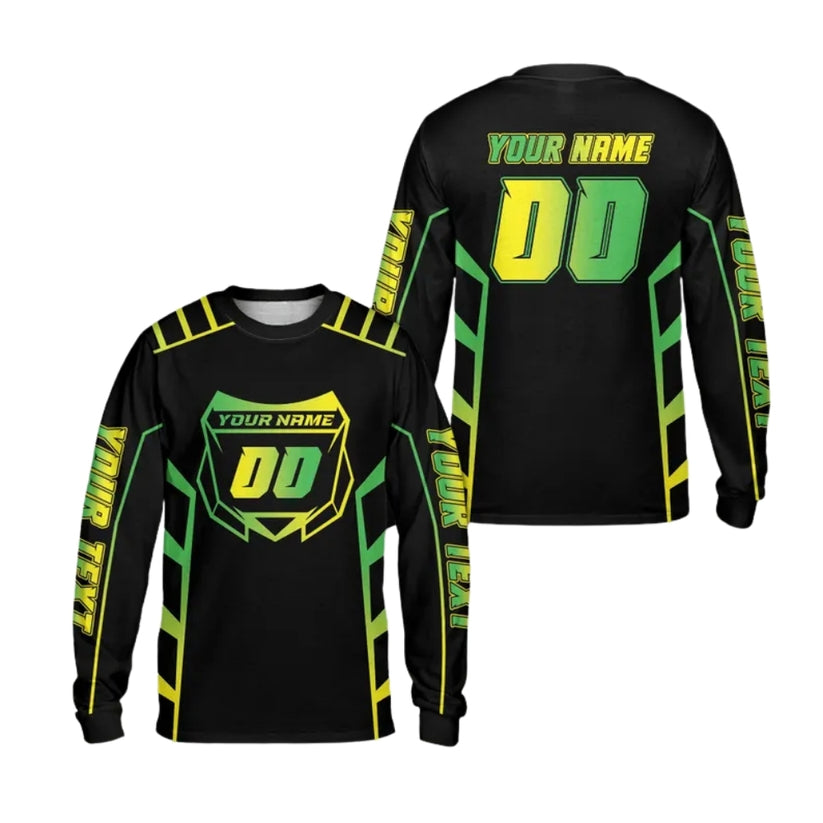 Custom Neon Gradient Dirt Bike Long Sleeve Jersey For Men, Custom Neon Dirt Bike Shirts ME0024