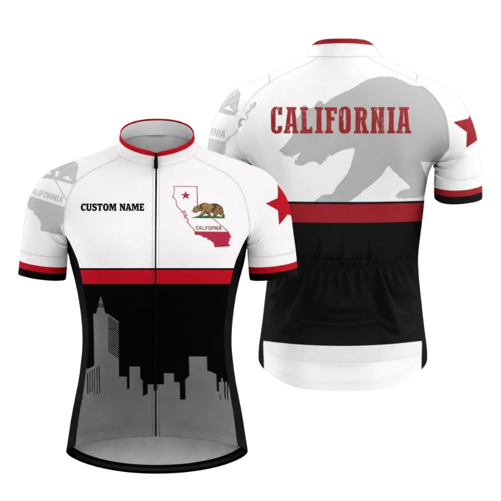 Custom California Flag Short Sleeve Cycling Jersey For Mens, Custom California Cycling Jersey CZ0117