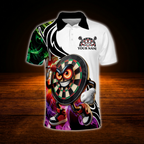 Funny Dartboard Custom Mens Colorful Dart Polo Shirt, Custom Funny Dart Team Shirt