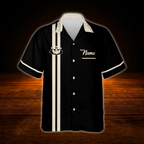 Custom Men's Retro Black Bowling Hawaiian Shirt, Custom Retro Bowling Shirt Team