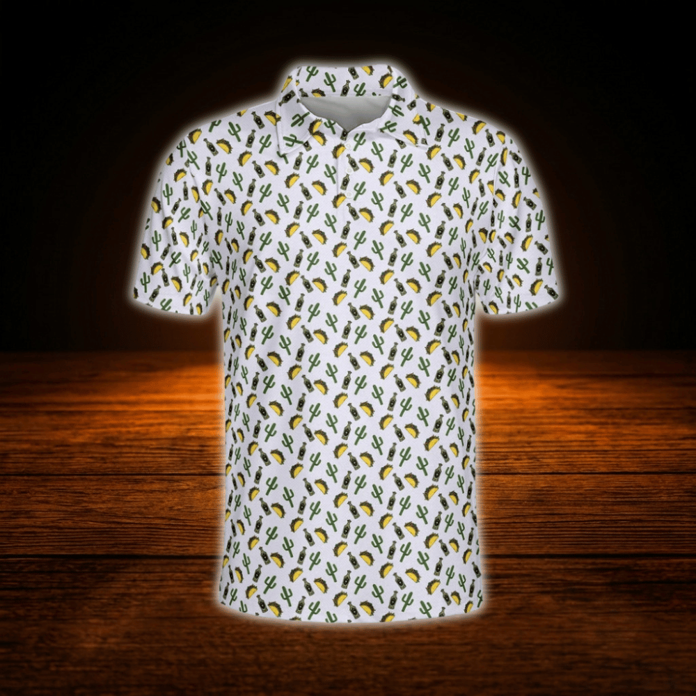 Cactus Taco Golf Polo Shirt For Men, Taco Golf Shirt